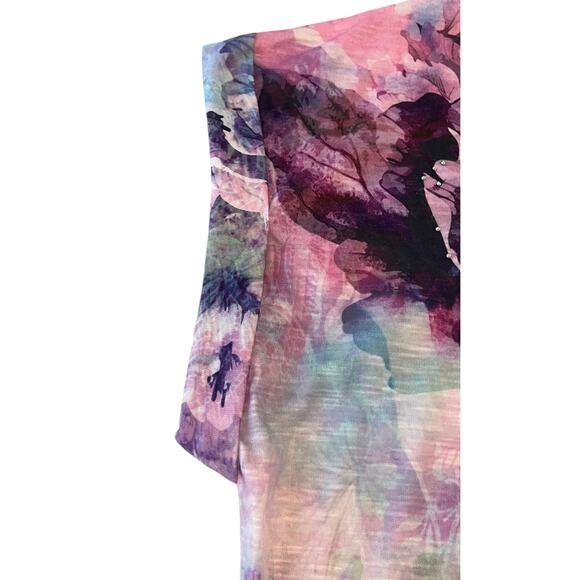 TIME & TRU CAP SLV ROUND NECK BLOUSE, WOMENS, XXL/2XL/20, PINK PURPLE BLUE GRN - Picture 7 of 12